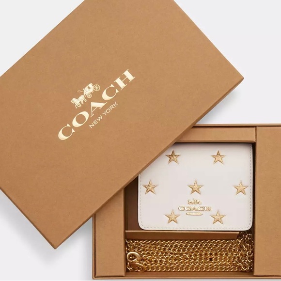 NWT Coach CW963 Boxed Mini Wallet On A Chain With Star Print - Picture 1 of 4